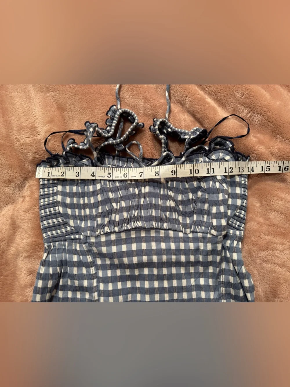 NWT Free People Lucinda Midi Dress in Indigo Combo Plaid Print, Size Medium
